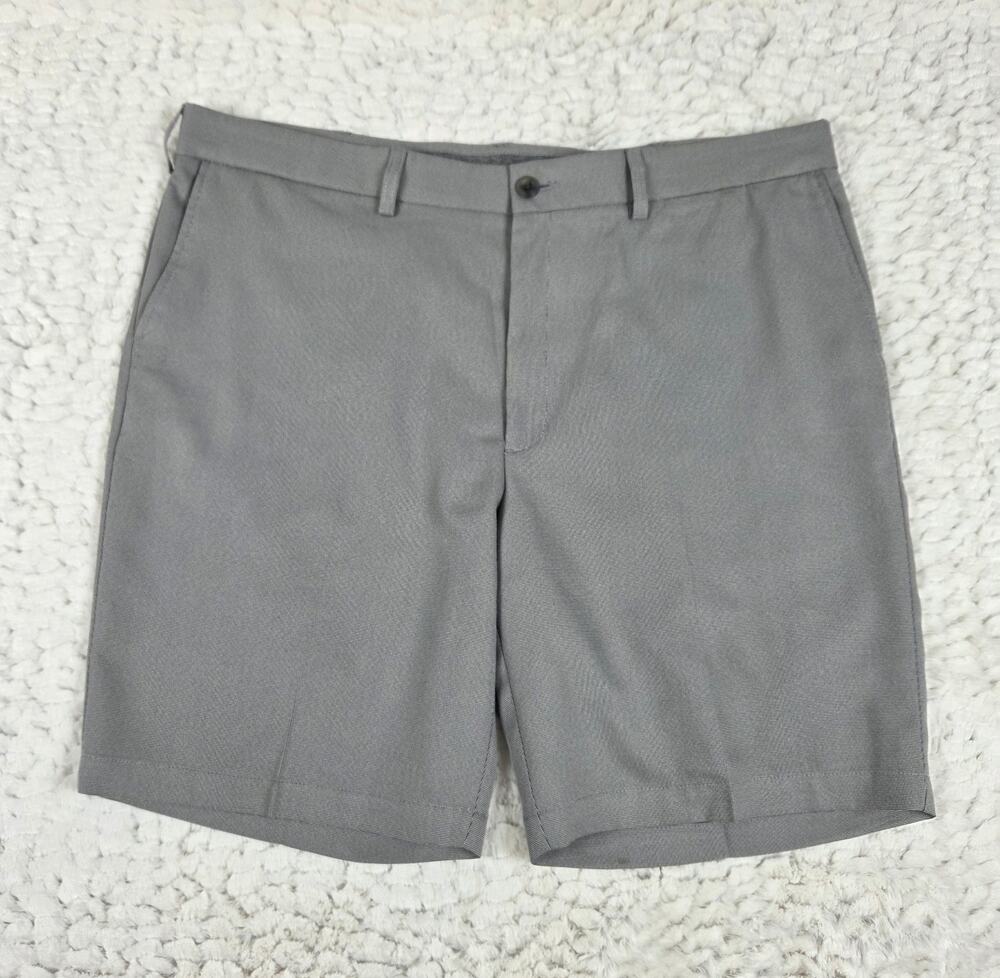 Haggar Mens 42 Gray Flat Front Performance Flex Chino Style Shorts